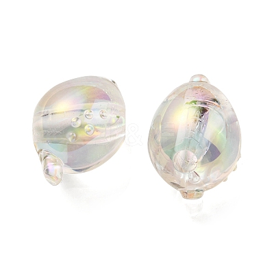 UV Plating Rainbow Iridescent Acrylic Beads OACR-F004-07F-1