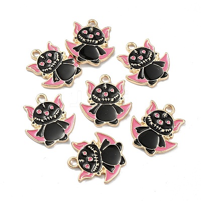 Halloween Light Gold Tone Alloy Enamel Pendants ENAM-P247-16KCG-1
