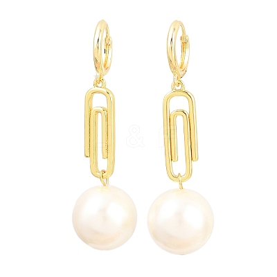 Paperclip with Round Brass Hoop Earrings EJEW-Z164-12G-1