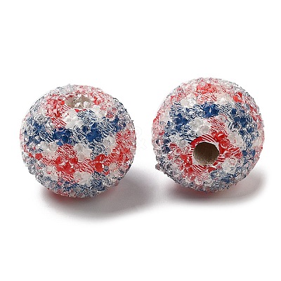 Spray Painted Wood European Beads with Rhinestone RESI-C038-03G-1