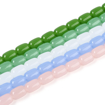 Imitation Jade Glass Beads Strands GLAA-N058-6x9mm-C01-1