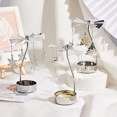 Iron Rotating Tealight Candle Holder AJEW-FG0001-20P-1