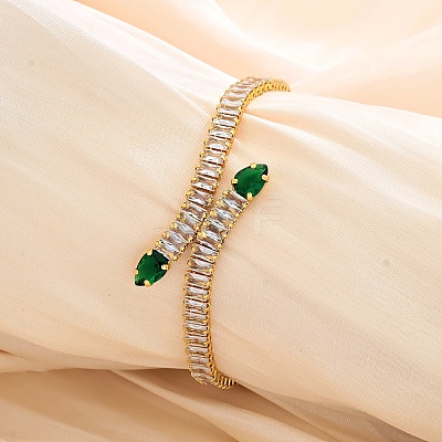Snake Brass Pave Cubic Zirconia Link Chain Bracelets UA5889-3-1