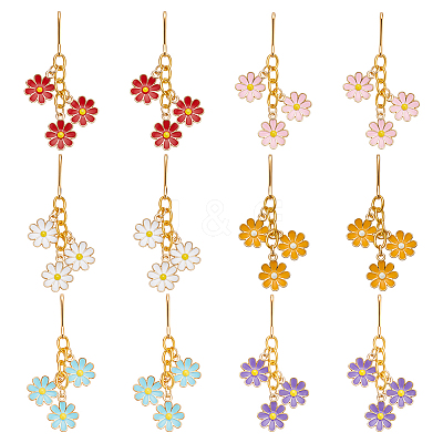 12Pcs 6 Styles Alloy Enamel Pendant Decorations HJEW-UN00139-1