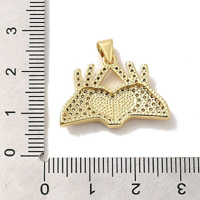 Rack Plating Brass Micro Pave Cubic Zirconia Pendants KK-D088-01G-1