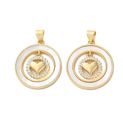 Brass Micro Pave Cubic Zirconia Pendants KK-U070-02D-G-1