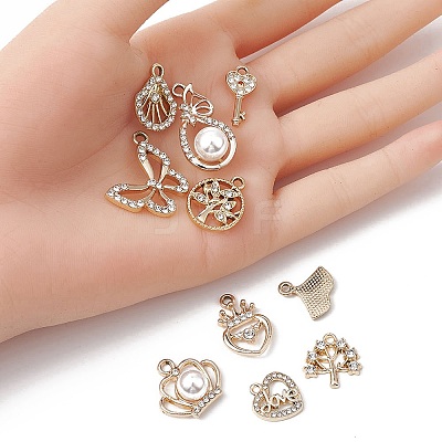 10Pcs 10 Style UV Plating Alloy Pendants ALRI-YW0001-17-1