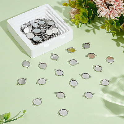 80Pcs 304 Stainless Steel Cabochon Connector Settings STAS-HY0001-89C-1