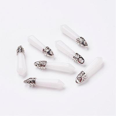 Natural White Jade Pointed Pendants G-P309-13-1