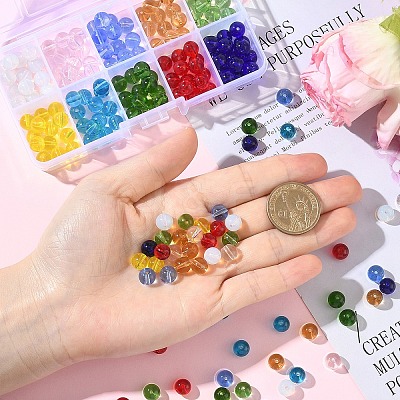 218Pcs 10 Colors Transparent Glass Beads GLAA-YW0005-12-1