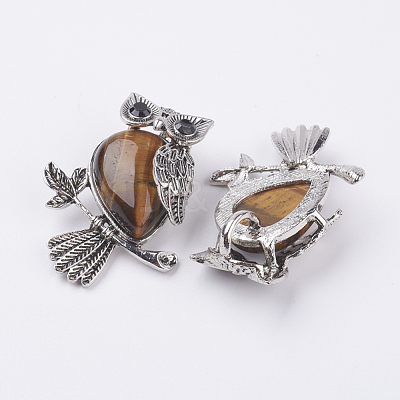 Natural Tiger Eye Pendants G-E442-01P-1