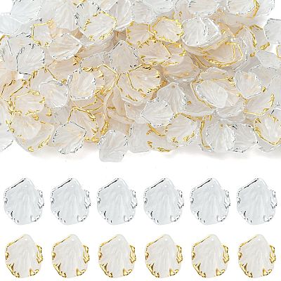 200Pcs 2 Colors Frosted Plastic Petal Pendants KY-FS0001-49-1