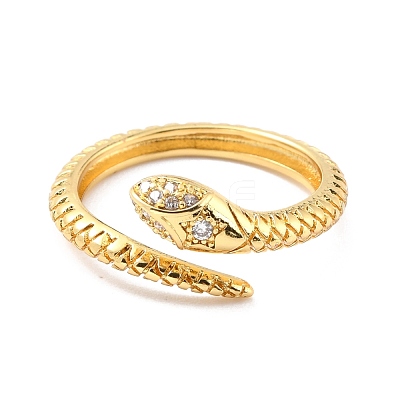 Brass Micro Pave Cubic Zirconia Cuff Rings RJEW-F116-17G-1