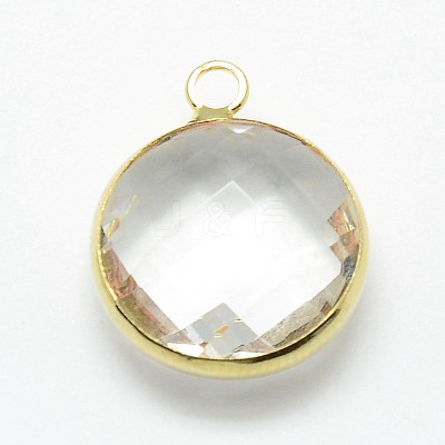 Golden Tone Brass Glass Pendants GLAA-J018B-G-1