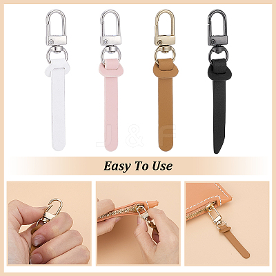16Pcs 4 Style Imitation Leather Zipper Pull Fixer Replacement for Tab Luggage Purse Repair Accessories HJEW-PH02333-1