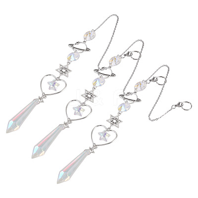 3Pcs Alloy Planet Star Hanging Ornaments HJEW-TA00368-1