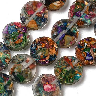 Dyed Natural Imperial Jasper with Resin Beads Strands G-G083-E05-01-1
