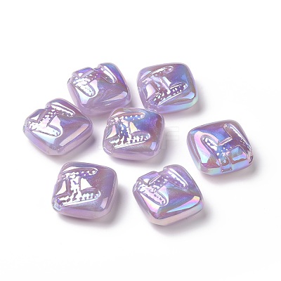 Rainbow Iridescent Plating Acrylic Beads OACR-A010-06A-1