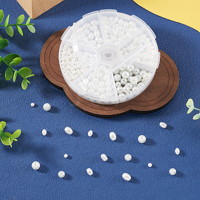 410Pcs 6 Styles Glass Pearl Beads HY-TA0003-04A-1