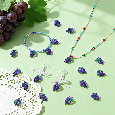 50Pcs Autumn Theme Grape Resin Pendants RESI-GA0001-45-1