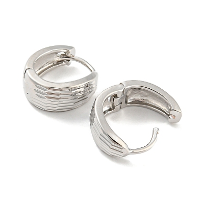 Brass Grooved Hoop Earrings EJEW-G363-16P-1
