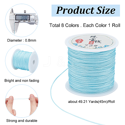 8 Roll 8 Colors Nylon Braided Cord OCOR-PH0001-95-1