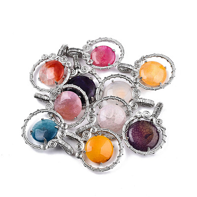 Natural Agate Pendants G-N326-146-1