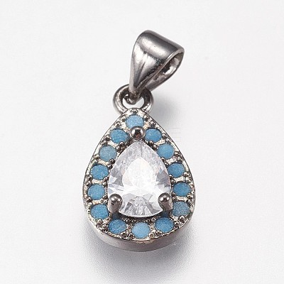 Brass Micro Pave Cubic Zirconia Pendants KK-I614-063-1