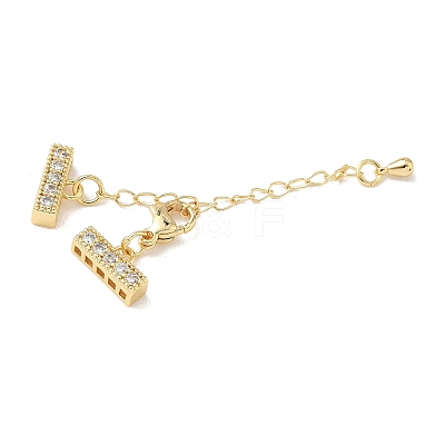 Brass Micro Pave Clear Cubic Zirconia Chain Extender KK-G536-16G-1