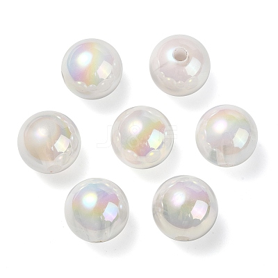 UV Plating Rainbow Iridescent Acrylic Beads OACR-F004-04D-1