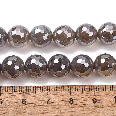 Electroplated Natural Agate Beads Strands G-B191-A07-10mm-05-1
