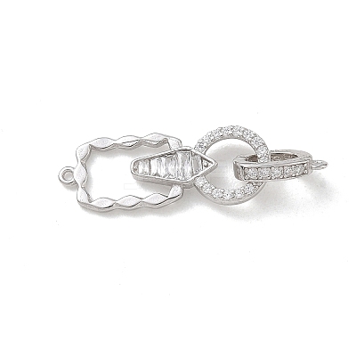 925 Sterling Silver Micro Pave Clear Cubic Zirconia Fold Over Clasps SE-CBAF1B0-02P-1