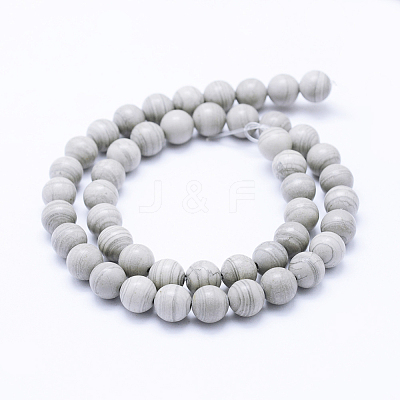 Natural Silver Line Jasper Beads Strands G-F531-6mm-O-1