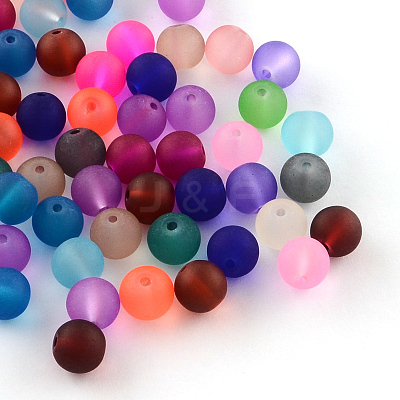 Transparent Frosted Glass Beads FGLA-R001-8mm-M-1