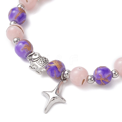 Round Glass Beaded Stretch Bracelets BJEW-JB12649-1