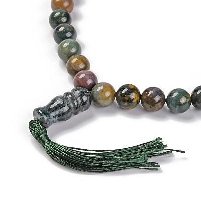 Natural Indian Agate Beads Stretch Bracelets BJEW-A025-01K-1