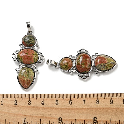 Natural Unakite Pendants G-Q158-04G-1