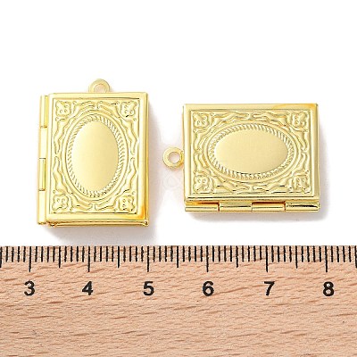 Rack Plating Brass Locket Pendants KK-F090-04G-1
