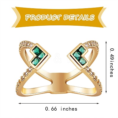 Criss Cross Clear Cubic Zirconia Cuff Ring X1-RJEW-T016-36G-01-1