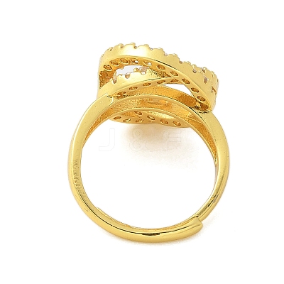 Brass Micro Pave Cubic Zirconia Adjustable Ring Settings KK-K297-05G-1