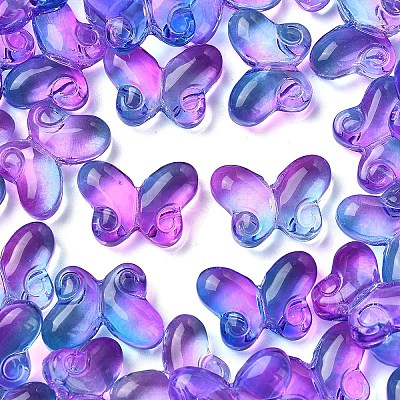 50Pcs Transparent Spray Painted Glass Beads GLAA-YW0004-97B-1