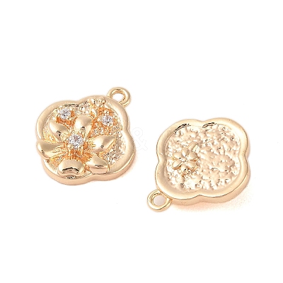 Brass Charms with Clear Glass KK-N254-57G-1