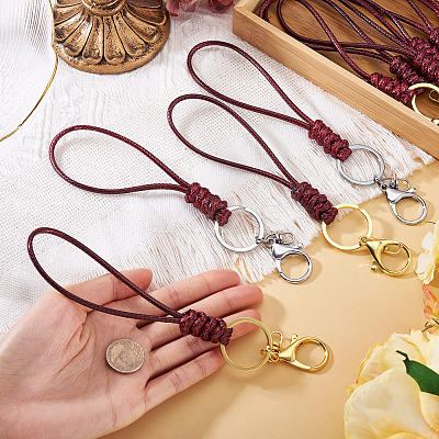 10Pcs 2 Colors Eco-Friendly Korean Waxed Polyester Cord Keychains KEYC-TA00034-1
