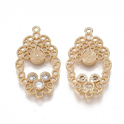 Brass Filigree Pendants KK-T038-342G-1