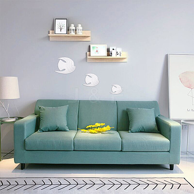 3 Sets 3 Style Fish Acrylic Mirror Wall Stickers DIY-CF0001-02B-1