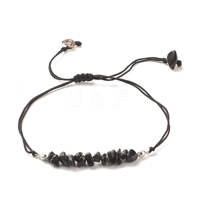 Natural Obsidian Chips Braided Bead Bracelet BJEW-JB08019-08-1