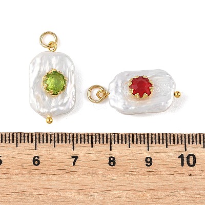 Natural Baroque Keshi Pearl & Glass Pendants PALLOY-JF05928-01-1