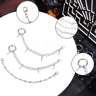 6Pcs 3 Style Aluminum Boot Strap Chains HJEW-HS00095-1