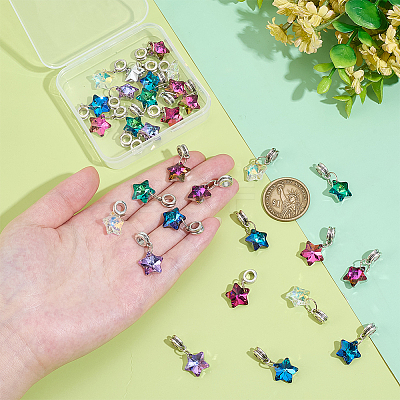 30Pcs 6 Colors Glass European Dangle Charms PALLOY-PH01826-1