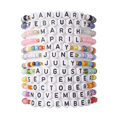 12Pcs 12 Styles Glass Seed Beads Stretch Bracelet Sets BJEW-MZ00097-1
